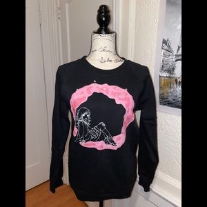 NEW!Graphic cotton sweatshirt black S (fitsXXS/XS)